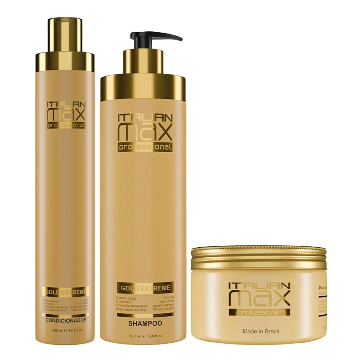 ITALIAN MAX - Gold Extreme Shampoo 500ml Acondicionador 300ml Mascarilla 285ml
